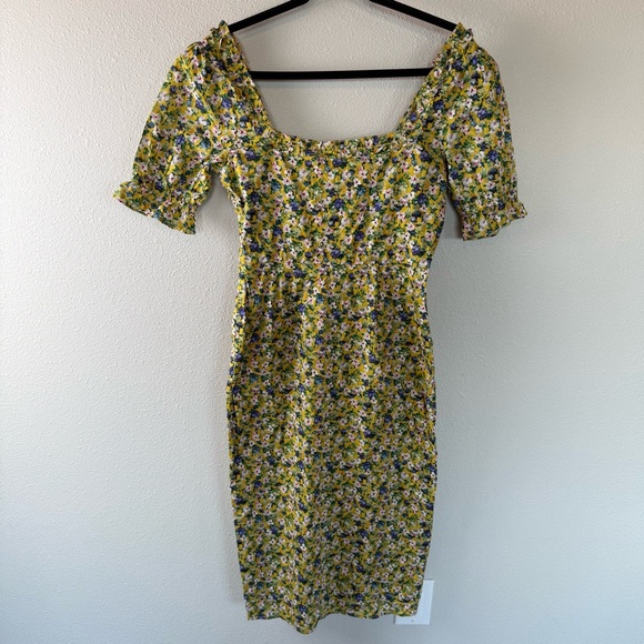 New Hope & Ivy Liberty Fabric Floral Dress Yellow NWT Boho Preppy Casual Size 8 - Picture 14 of 16